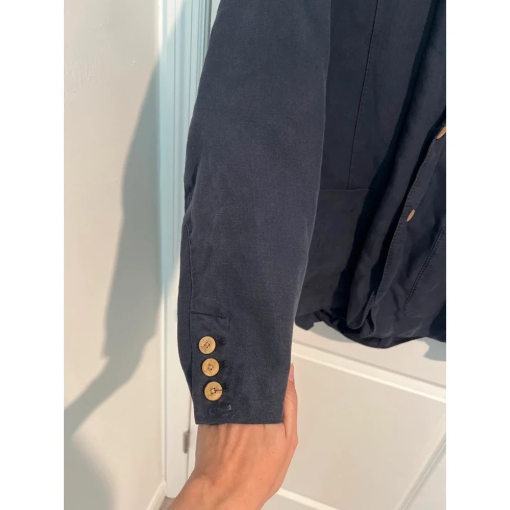 Classic Men's Navy Cotton Blazer Jacket - Picture 4 of 4